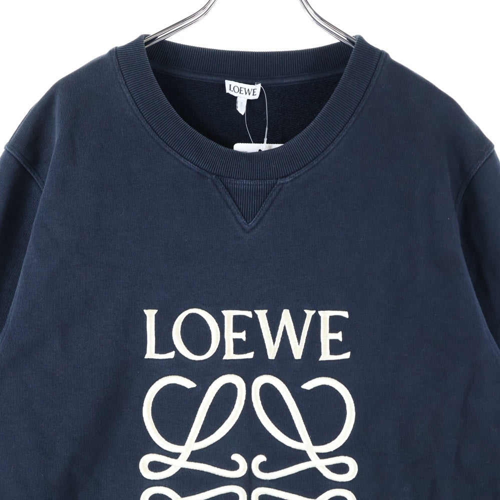 LOEWE(ロエベ) アナグラム ロゴ刺繍 クルーネックスウェットトレーナー ネイビー H526Y24J07