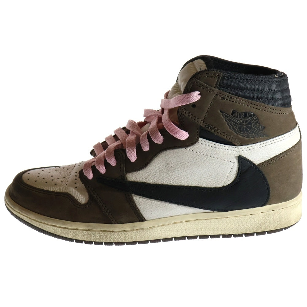 NIKE(ナイキ) ×TRAVIS SCOTT AIR JORDAN 1 RETRO HIGH OG TS SP トラヴィススコット エアジョーダン1 ハイカットスニーカー CD4487-100 ブラウン/ホワイト US10/28.0cm