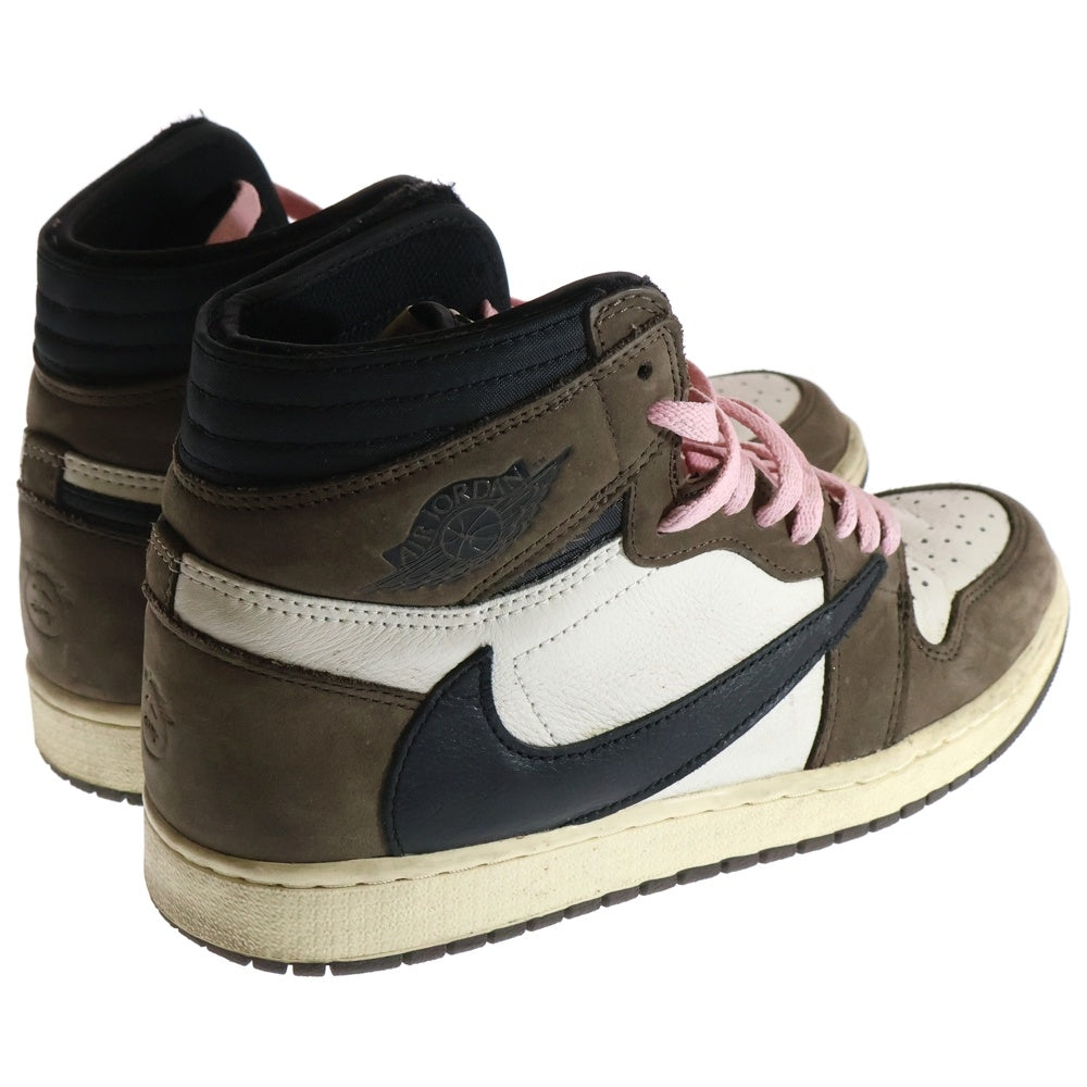 NIKE(ナイキ) ×TRAVIS SCOTT AIR JORDAN 1 RETRO HIGH OG TS SP トラヴィススコット エアジョーダン1 ハイカットスニーカー CD4487-100 ブラウン/ホワイト US10/28.0cm