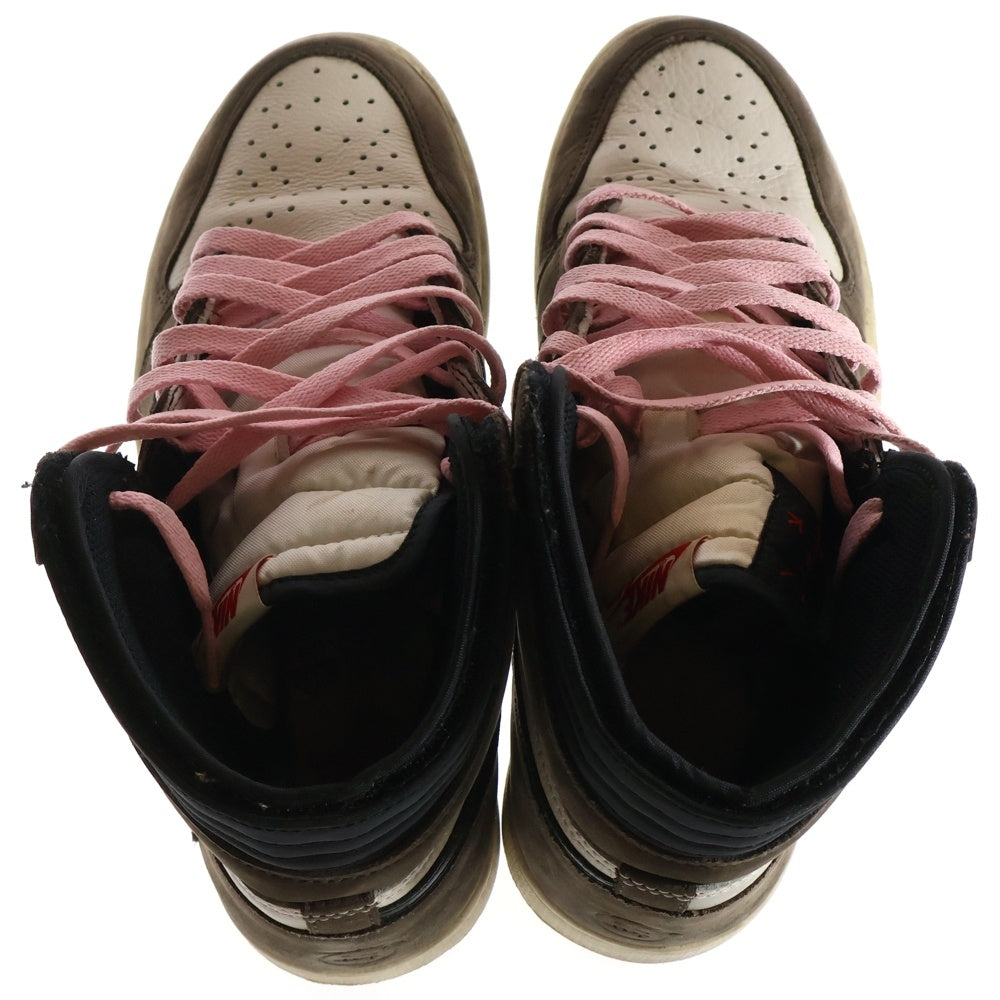 NIKE(ナイキ) ×TRAVIS SCOTT AIR JORDAN 1 RETRO HIGH OG TS SP トラヴィススコット エアジョーダン1 ハイカットスニーカー CD4487-100 ブラウン/ホワイト US10/28.0cm