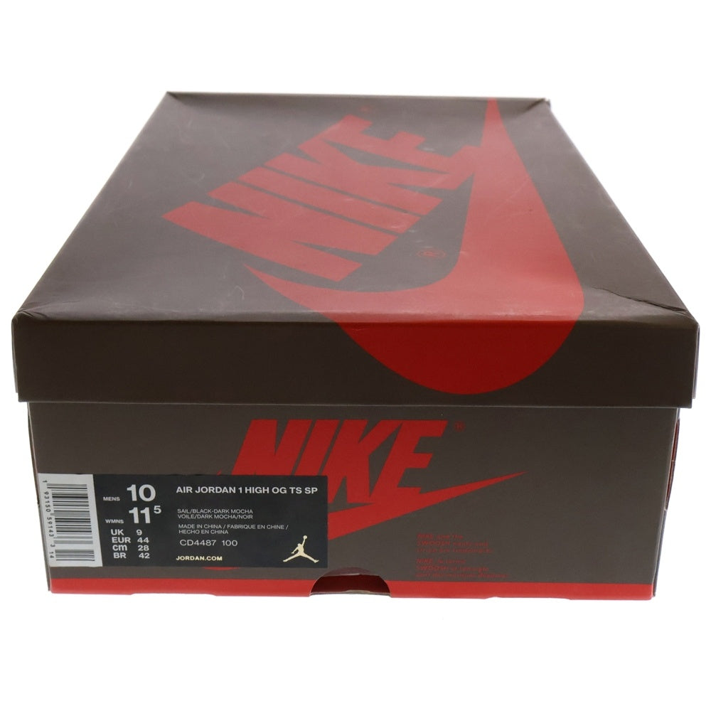 NIKE(ナイキ) ×TRAVIS SCOTT AIR JORDAN 1 RETRO HIGH OG TS SP トラヴィススコット エアジョーダン1 ハイカットスニーカー CD4487-100 ブラウン/ホワイト US10/28.0cm