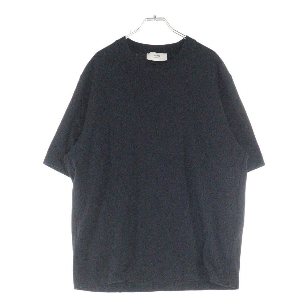 AMI Alexandre Mattiussi(アミアレクサンドルマテュッシ) Heavy Cotton T-Shirt ロゴ刺繍 クルーネック半袖カットソー ブラック UTS341.726