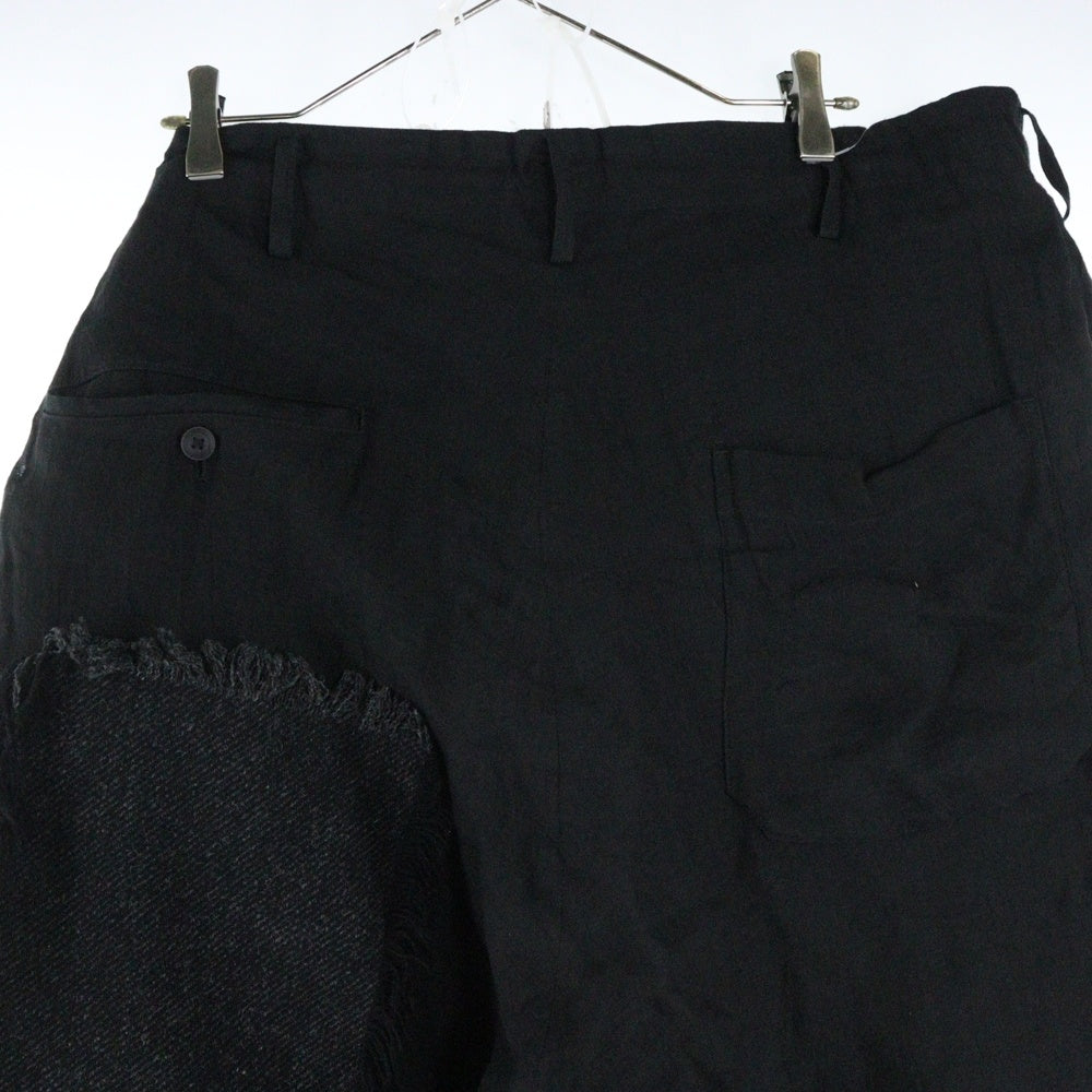 Yohji Yamamoto POUR HOMME(ヨウジヤマモト プールオム) 23SS リネンツイードパッチワークパンツ ブラック HZ-P92-334