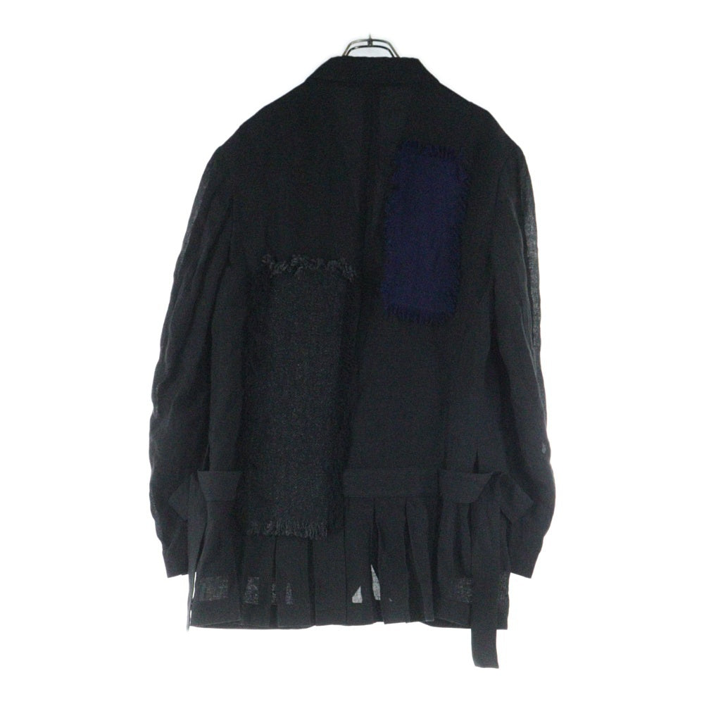 Yohji Yamamoto POUR HOMME(ヨウジヤマモト プールオム) 23SS リネンツイードパッチワークテーラードジャケット ブラック HZ-J76-334