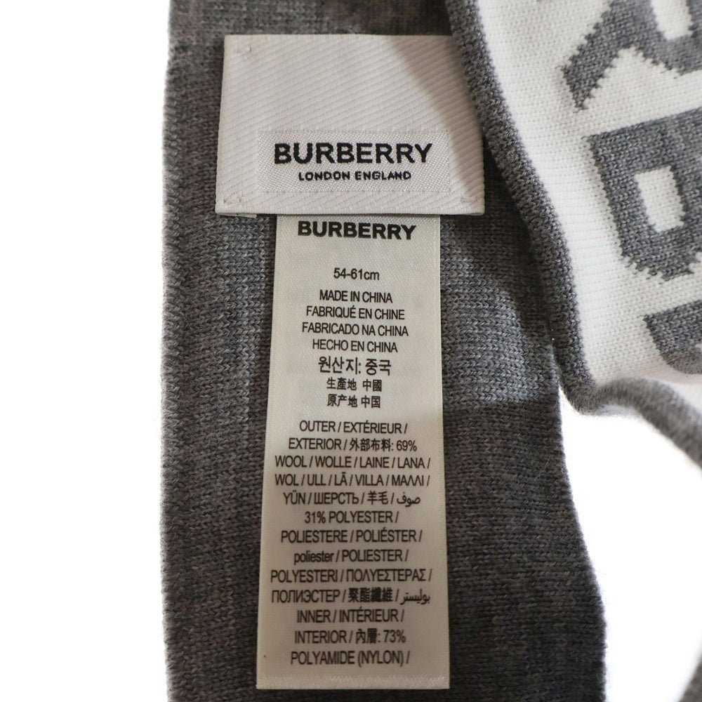 BURBERRY(バーバリー) ロゴプリント ヘアバンド ホワイト/グレー