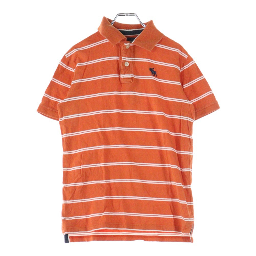 NO BRAND(ノーブランド) abercrombie ロゴ刺繍 ボーダーポロシャツ オレンジ