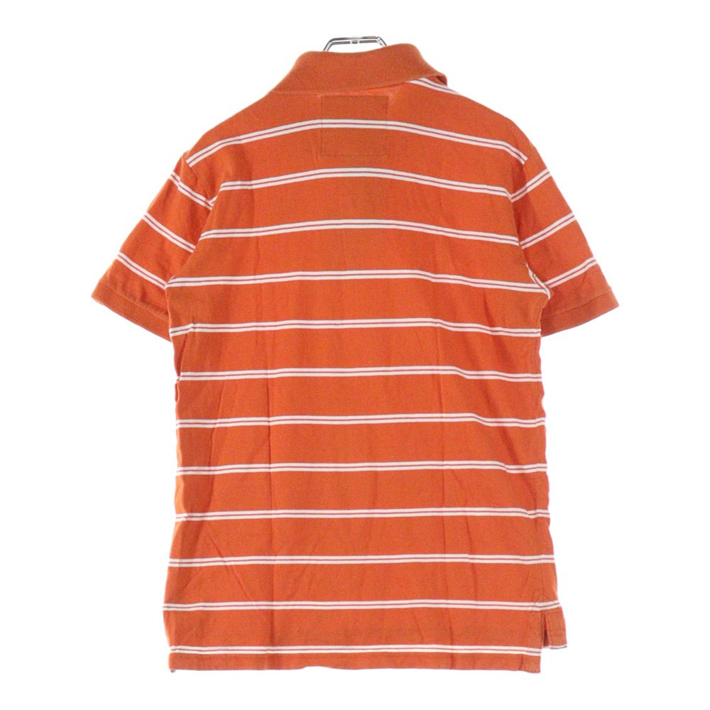 NO BRAND(ノーブランド) abercrombie ロゴ刺繍 ボーダーポロシャツ オレンジ