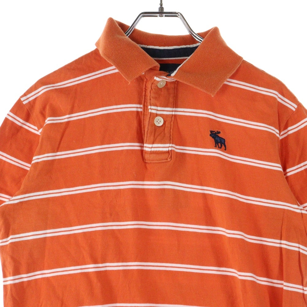 NO BRAND(ノーブランド) abercrombie ロゴ刺繍 ボーダーポロシャツ オレンジ
