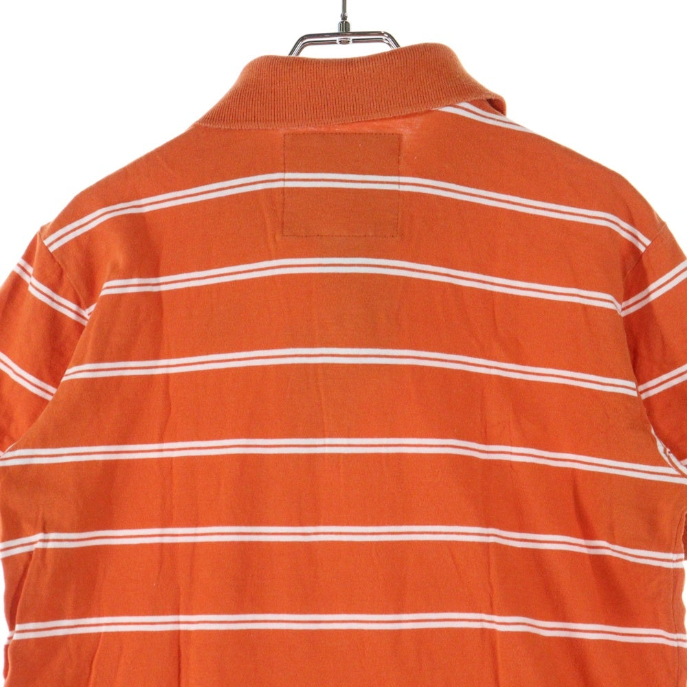 NO BRAND(ノーブランド) abercrombie ロゴ刺繍 ボーダーポロシャツ オレンジ