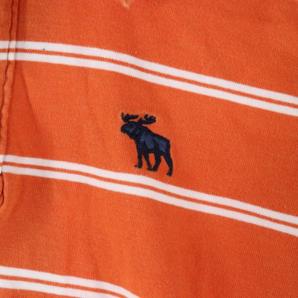 NO BRAND(ノーブランド) abercrombie ロゴ刺繍 ボーダーポロシャツ オレンジ