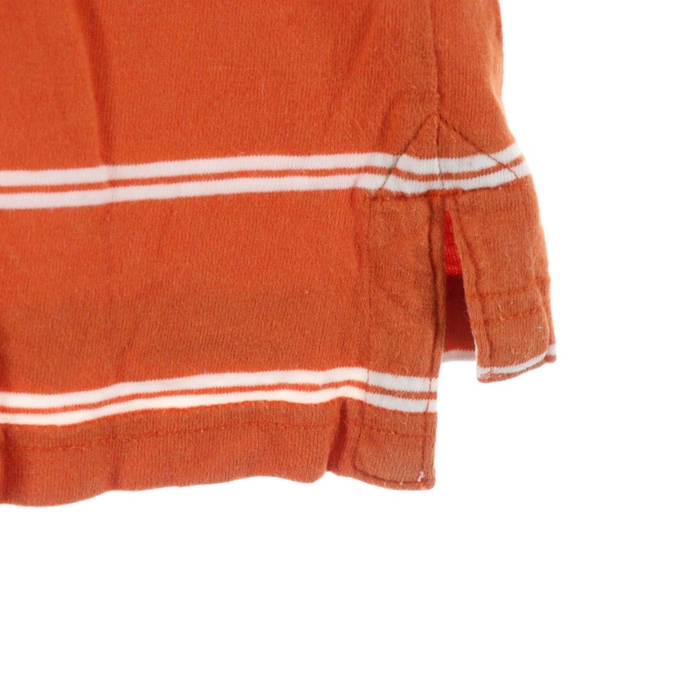 NO BRAND(ノーブランド) abercrombie ロゴ刺繍 ボーダーポロシャツ オレンジ