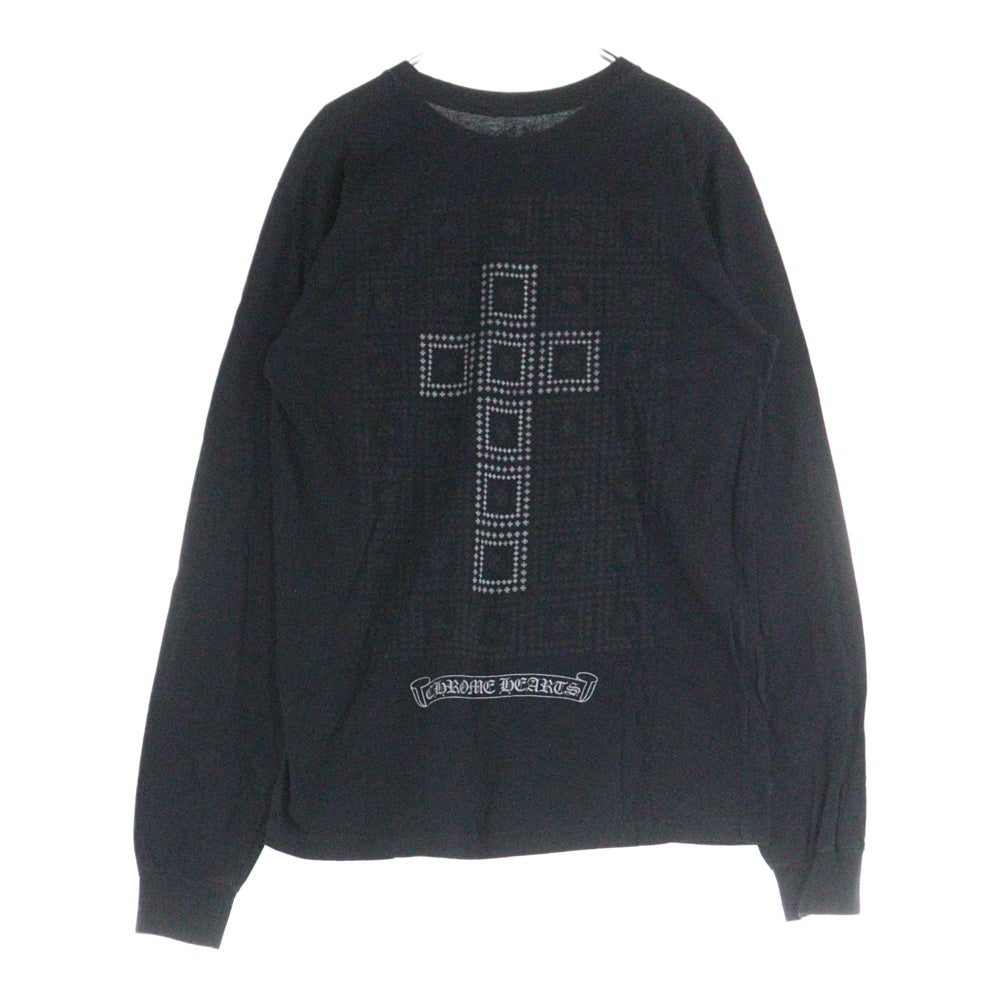 CHROME HEARTS(クロムハーツ) Framed Cross Tee フレームクロス スクロールラベルプリント ロングスリーブ 長袖Tシャツ カットソー ブラック