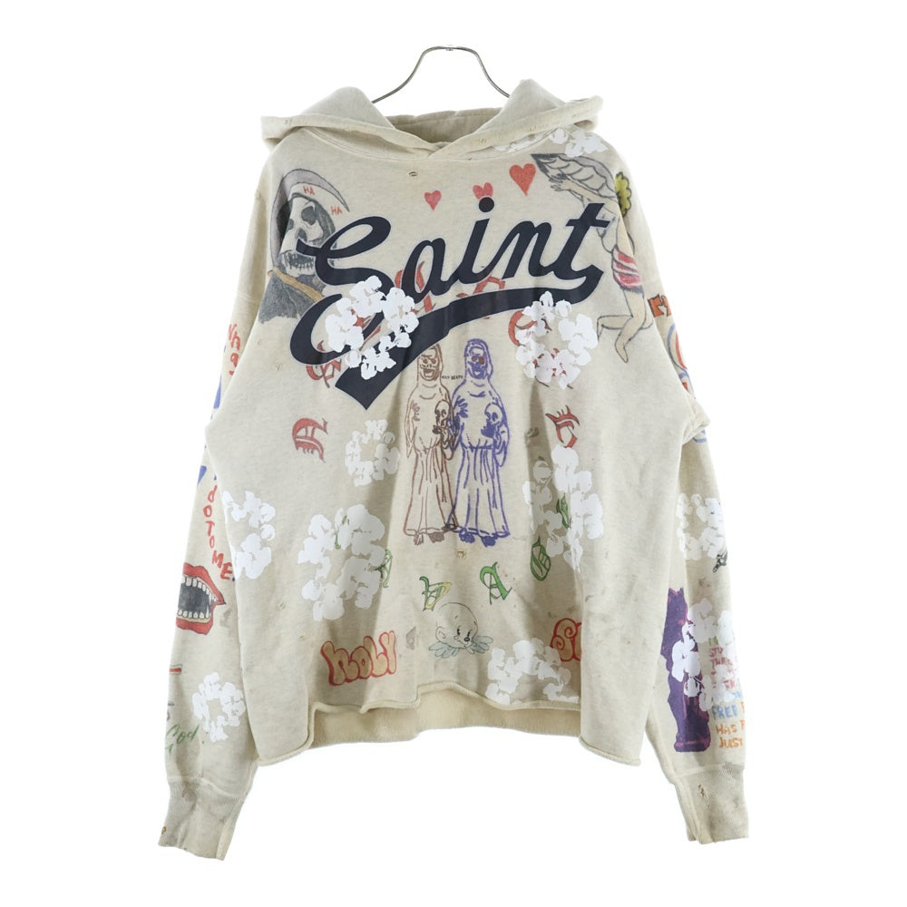 SAINT MICHAEL(セントマイケル) ×DENIM TEARS HOODIE GREENAFFITTI ×デニムティアーズ 総柄プルオーバーパーカー SM-S22-0000-083 グレー