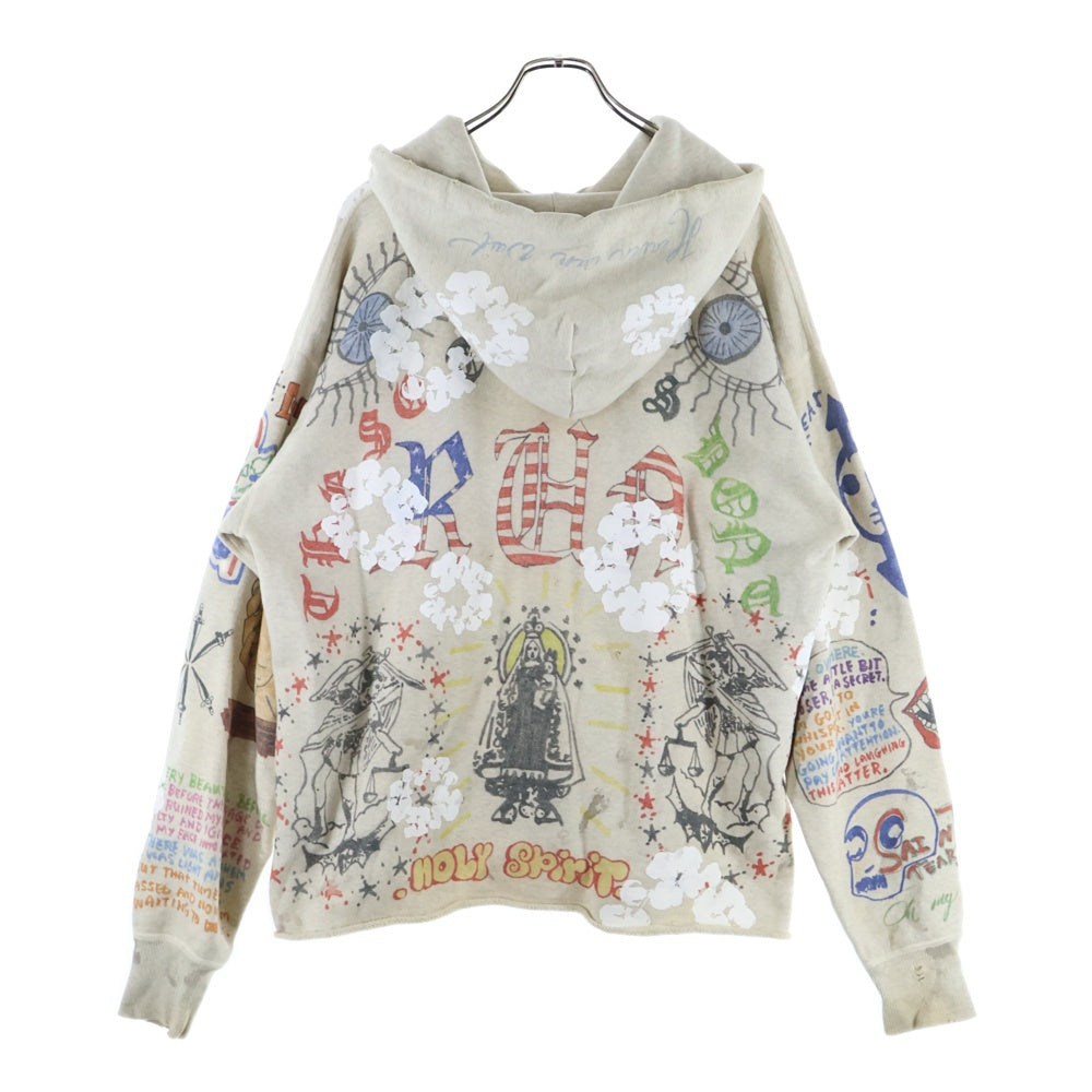 SAINT MICHAEL(セントマイケル) ×DENIM TEARS HOODIE GREENAFFITTI ×デニムティアーズ 総柄プルオーバーパーカー SM-S22-0000-083 グレー