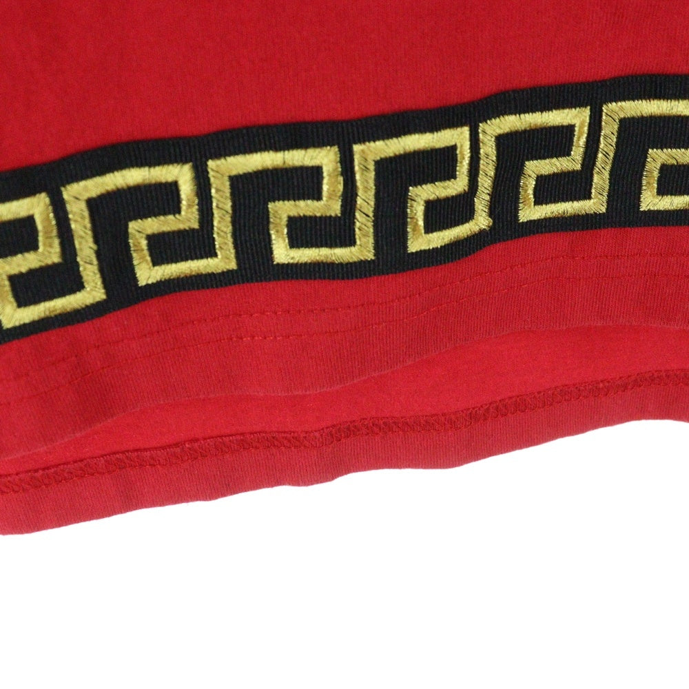 GALFY(ガルフィー) 刺繍デザイン クルーネック半袖Tシャツカットソー レッド 112002