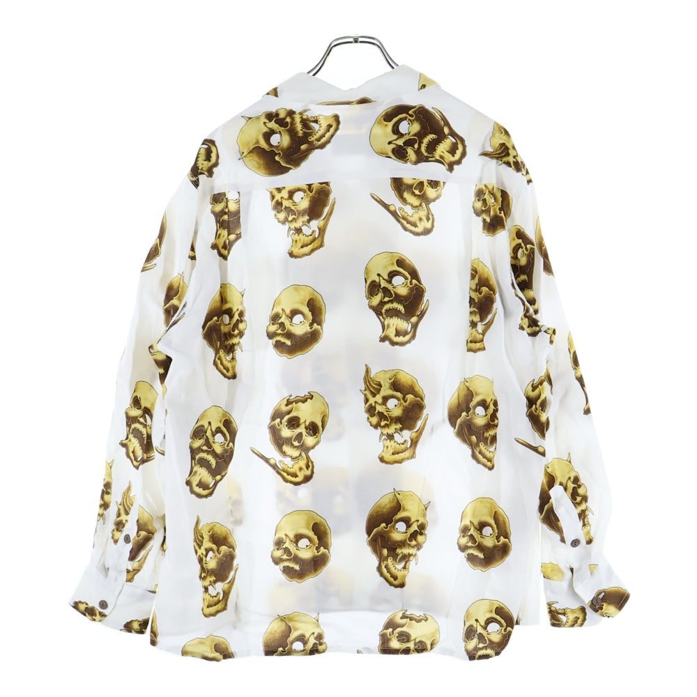 WACKO MARIA(ワコマリア) 24AW 56TATTOO STUDIO SKULL HAWAIIAN SHIRT L／S スカル総柄 ハワイアンロングスリーブシャツ ホワイト 56TS-WM-HI14
