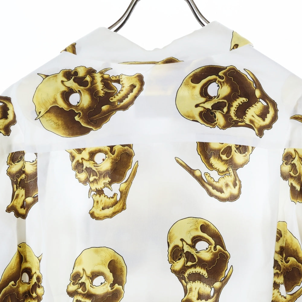 WACKO MARIA(ワコマリア) 24AW 56TATTOO STUDIO SKULL HAWAIIAN SHIRT L／S スカル総柄 ハワイアンロングスリーブシャツ ホワイト 56TS-WM-HI14