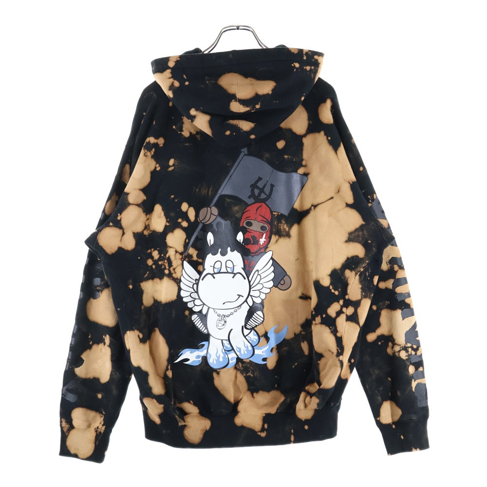 cvtvlist(カタリスト) ×SUXSOX HOODIE バッグプリント ブリーチ加工 プルオーバーパーカー ブラウン