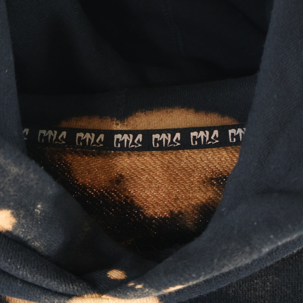 cvtvlist(カタリスト) ×SUXSOX HOODIE バッグプリント ブリーチ加工 プルオーバーパーカー ブラウン