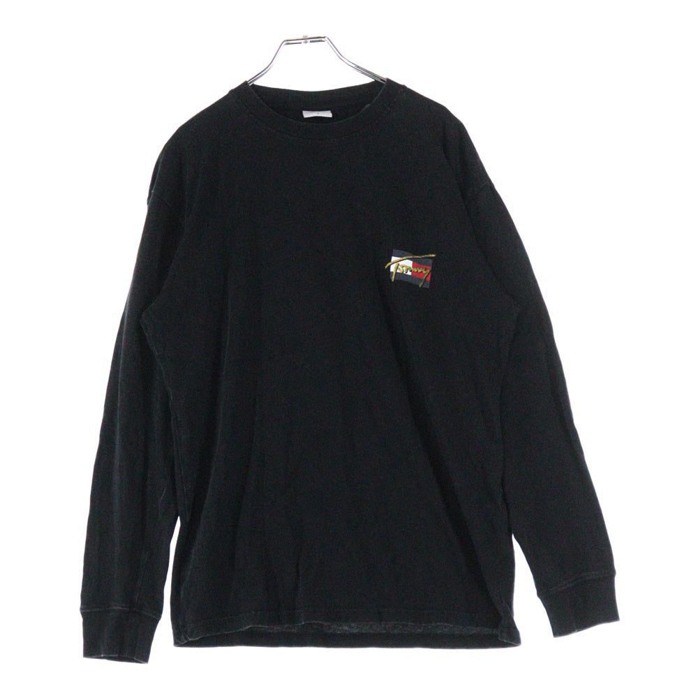 TOMMY JEANS(トミージーンズ) バッグロゴプリント 長袖クルーネックTシャツカットソー ブラック