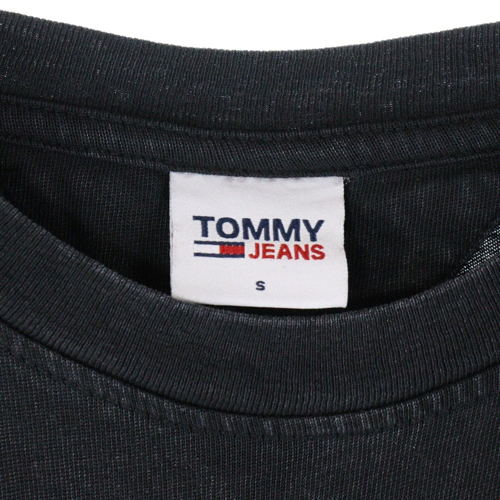 TOMMY JEANS(トミージーンズ) バッグロゴプリント 長袖クルーネックTシャツカットソー ブラック