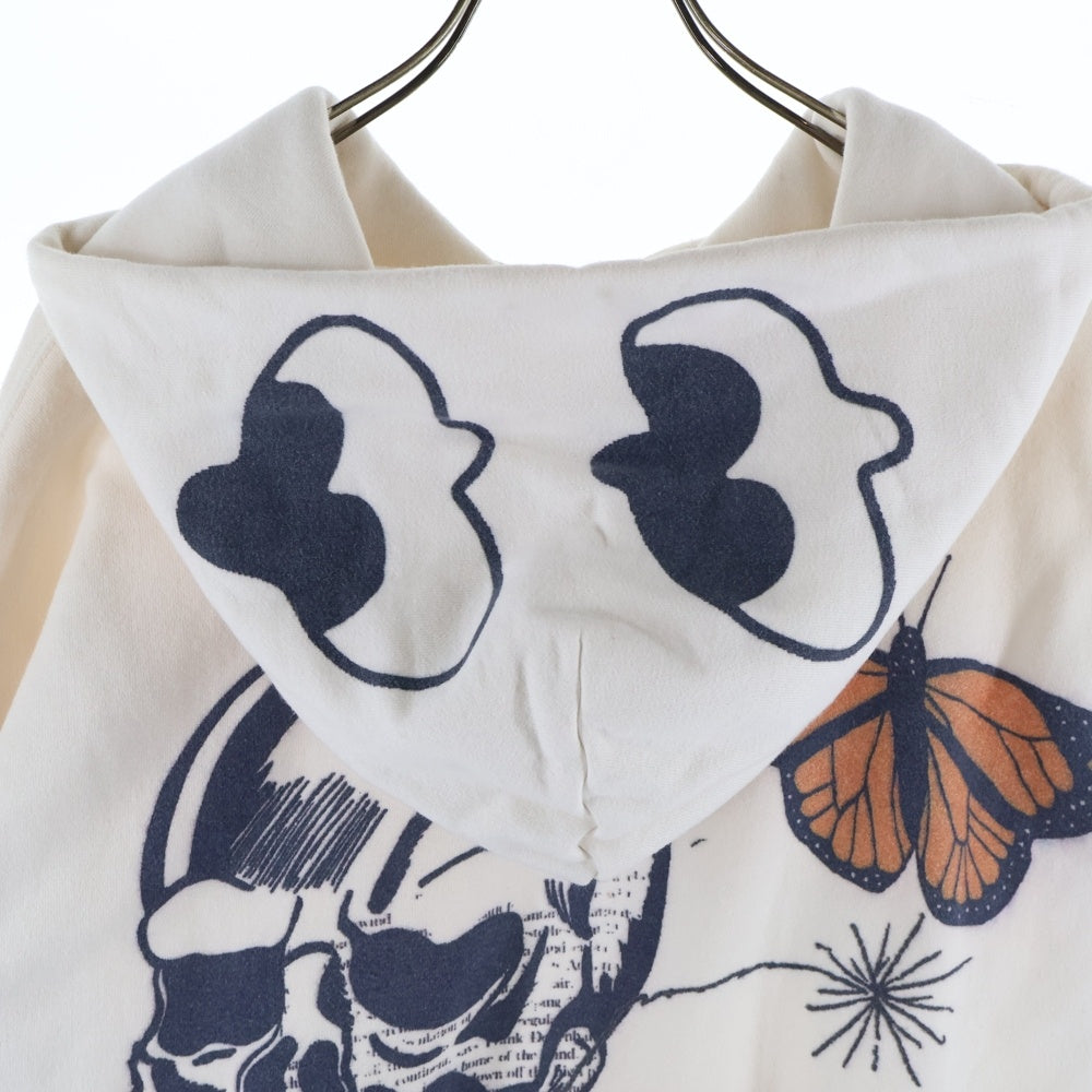 Emotionally Unavailable(エモーショナリー アンアヴェイラブル) SUPER HOODIE 総柄プリント プルオーバーパーカー ホワイト EU-A21-0000-009