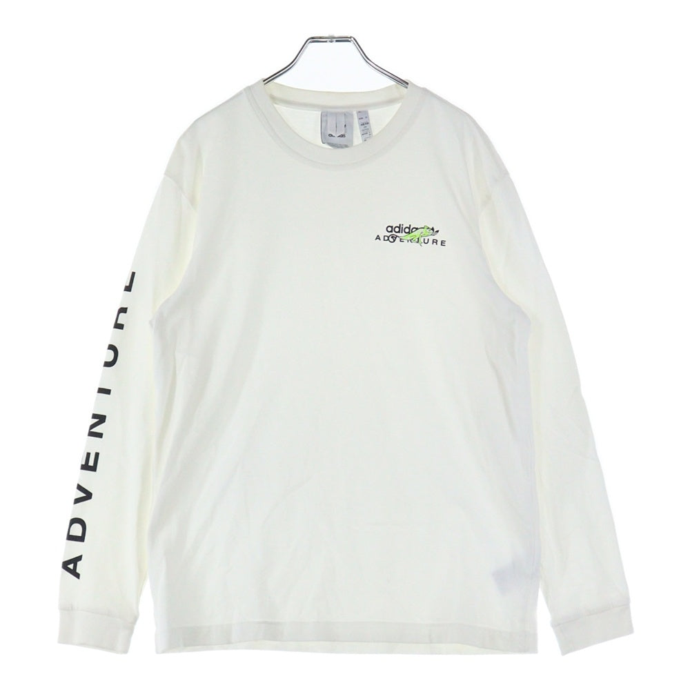 adidas(アディダス) ロゴプリント 長袖クルーネックTシャツカットソー ホワイト 0DY001