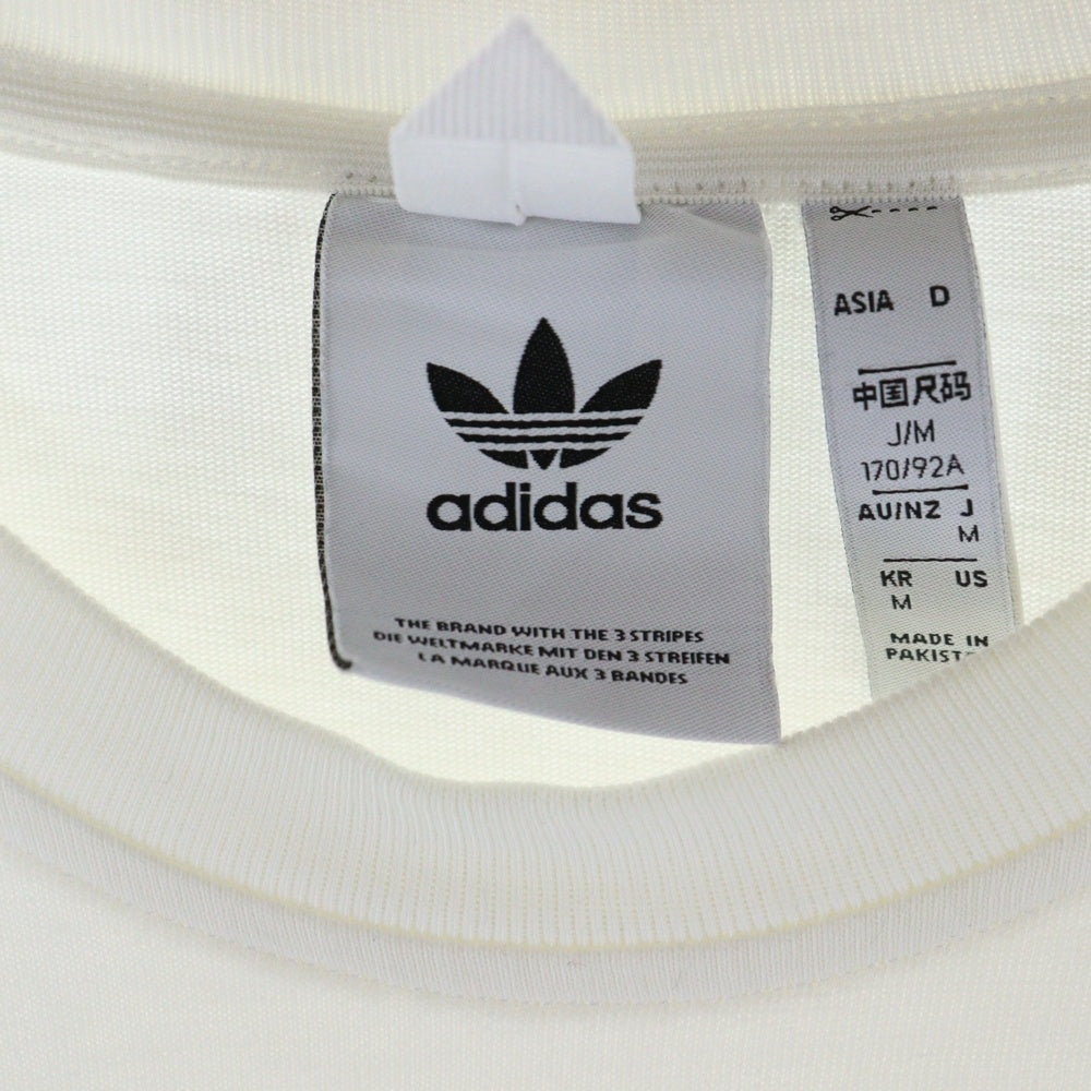 adidas(アディダス) ロゴプリント 長袖クルーネックTシャツカットソー ホワイト 0DY001