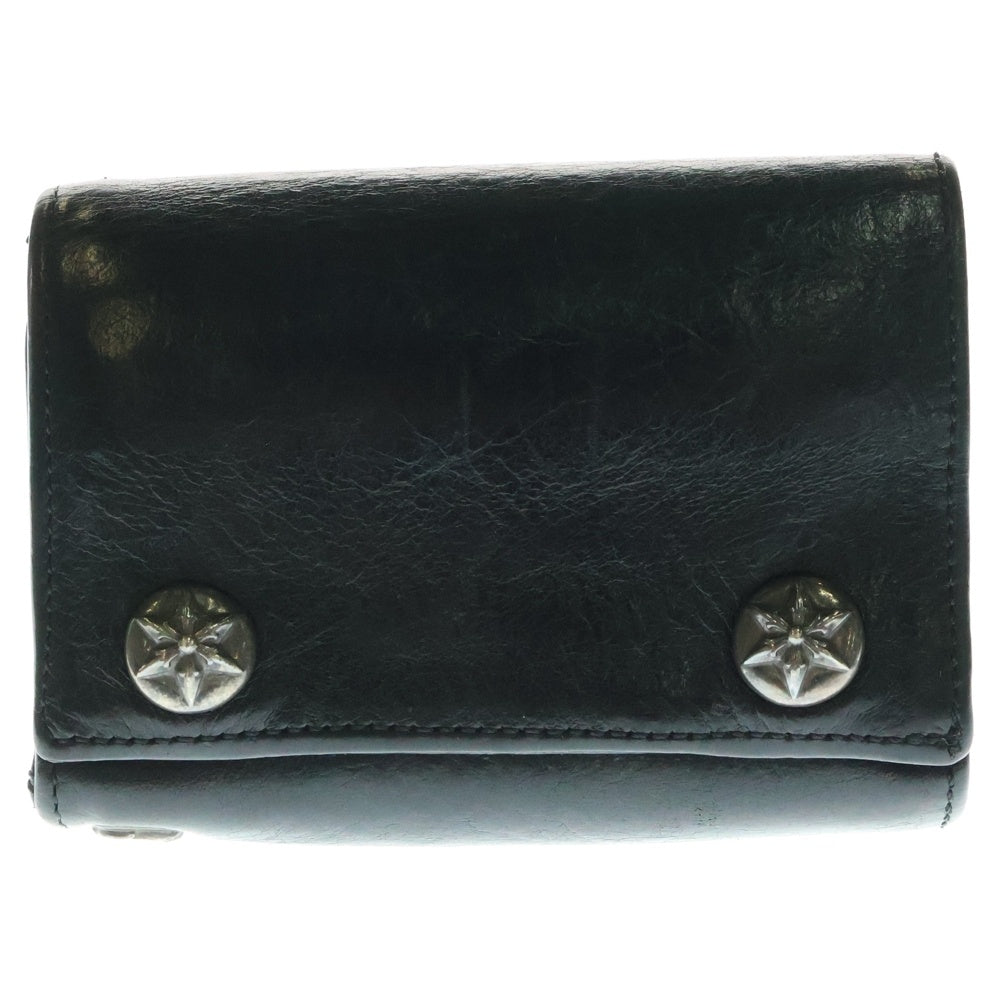 CHROME HEARTS(クロムハーツ) 3FOLD 3フォールド スターボタン レザーウォレット 財布 ブラック BCA364