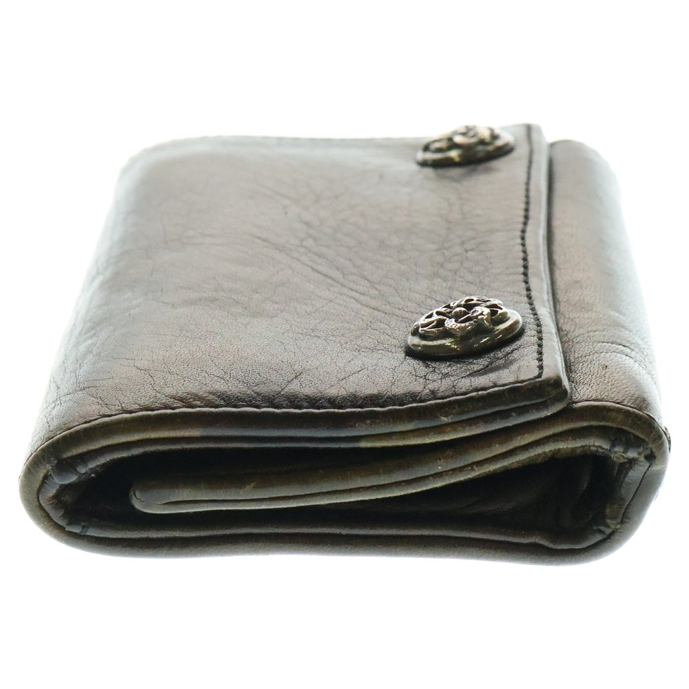 CHROME HEARTS(クロムハーツ) 3FOLD 3フォールド ケルティックボタン スターレザーパッチ 迷彩柄 レザーウォレット 財布 カーキ BCA364