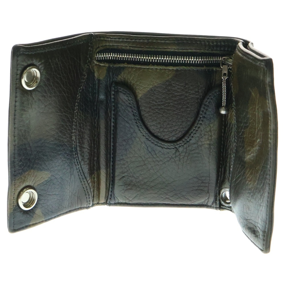 CHROME HEARTS(クロムハーツ) 3FOLD 3フォールド ケルティックボタン スターレザーパッチ 迷彩柄 レザーウォレット 財布 カーキ BCA364