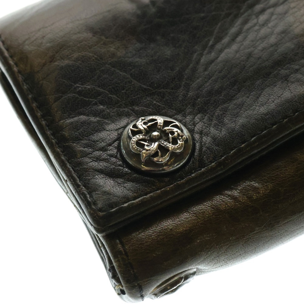 CHROME HEARTS(クロムハーツ) 3FOLD 3フォールド ケルティックボタン スターレザーパッチ 迷彩柄 レザーウォレット 財布 カーキ BCA364