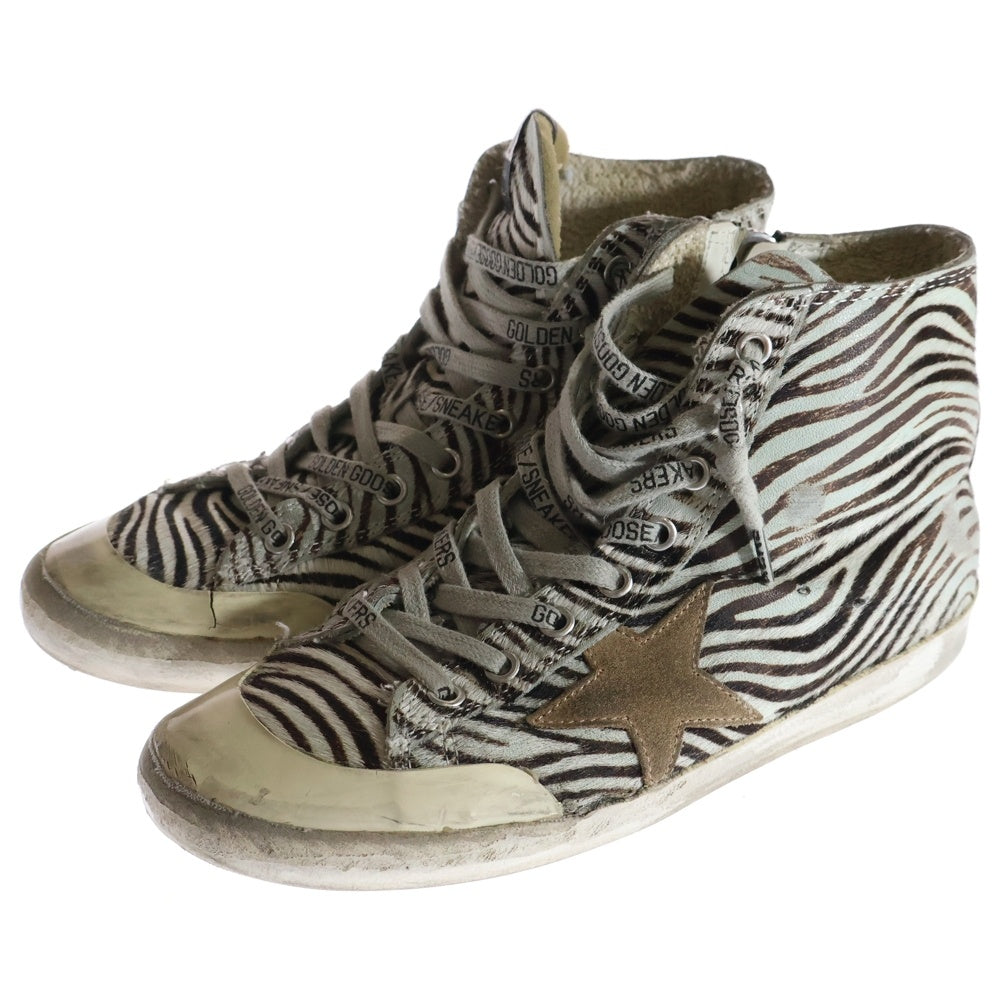 GOLDEN GOOSE DELUXE BRAND(ゴールデングースデラックスブランド) Fancy Penstar Classic Zebra ハラコ ハイカットスニーカー ホワイト/ブラウン