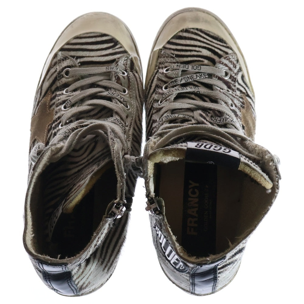 GOLDEN GOOSE DELUXE BRAND(ゴールデングースデラックスブランド) Fancy Penstar Classic Zebra ハラコ ハイカットスニーカー ホワイト/ブラウン