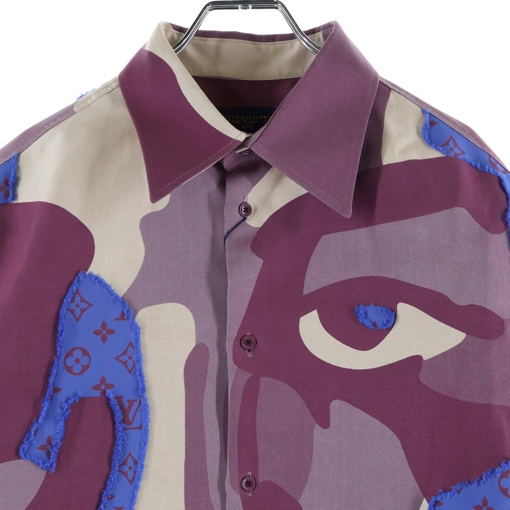 LOUIS VUITTON(ルイヴィトン) 23AW Printed Cotton Fil Coupe Over Monogram Shirt プリンテッドコットン フィルクーペオーバー シルク混 モノグラム長袖シャツ RM232 AWY HPS77W
