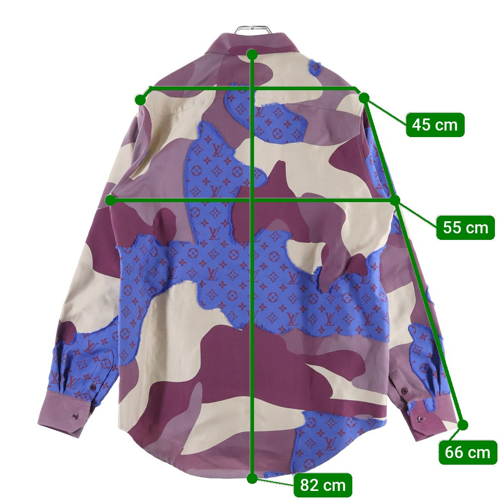 LOUIS VUITTON(ルイヴィトン) 23AW Printed Cotton Fil Coupe Over Monogram Shirt プリンテッドコットン フィルクーペオーバー シルク混 モノグラム長袖シャツ RM232 AWY HPS77W