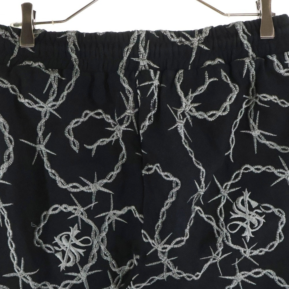 SUPPLIER(サプライヤ) CROSS CHAIN EMBROIDERY HALF PANTS クロスチェーン スウェットハーフパンツ ブラック