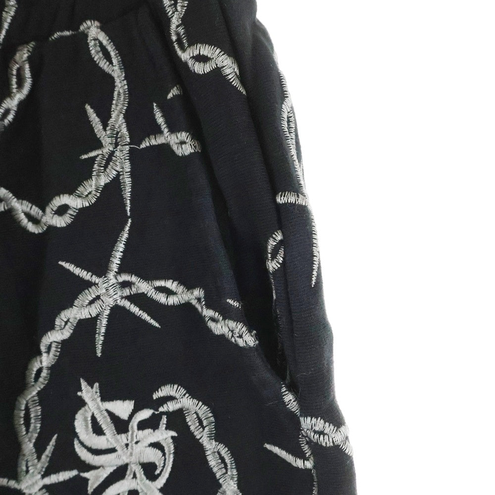 SUPPLIER(サプライヤ) CROSS CHAIN EMBROIDERY HALF PANTS クロスチェーン スウェットハーフパンツ ブラック