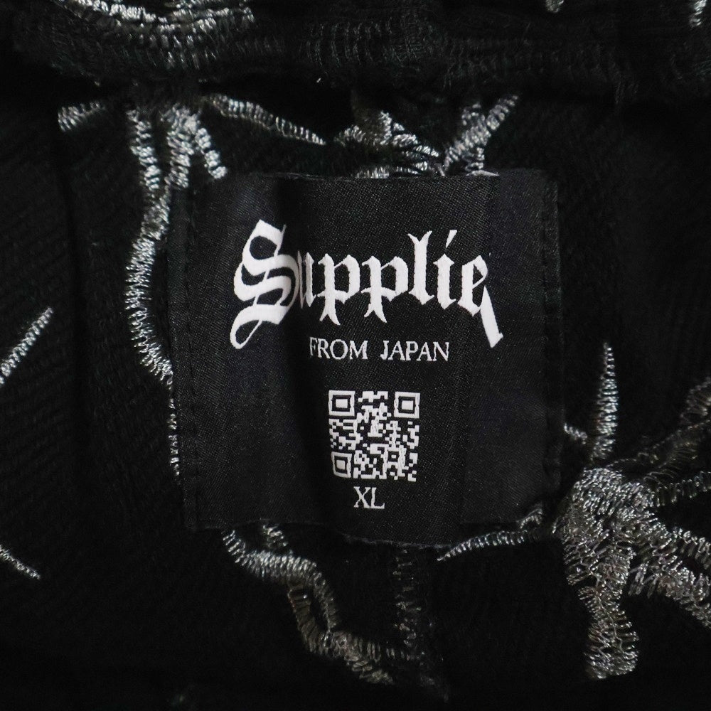 SUPPLIER(サプライヤ) CROSS CHAIN EMBROIDERY HALF PANTS クロスチェーン スウェットハーフパンツ ブラック