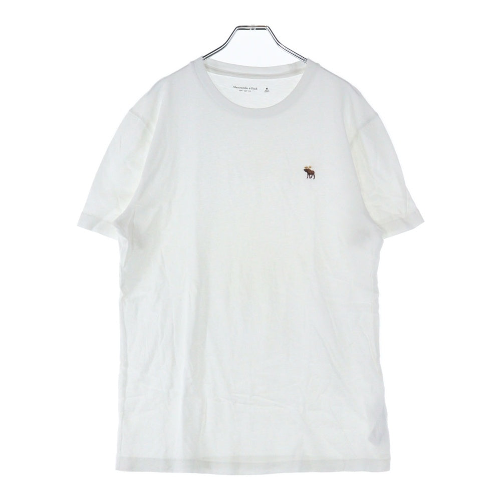 Abercrombie&Fitch(アバクロンビーアンドフィッチ) 刺繍ロゴ クルーネック半袖Tシャツ ホワイト