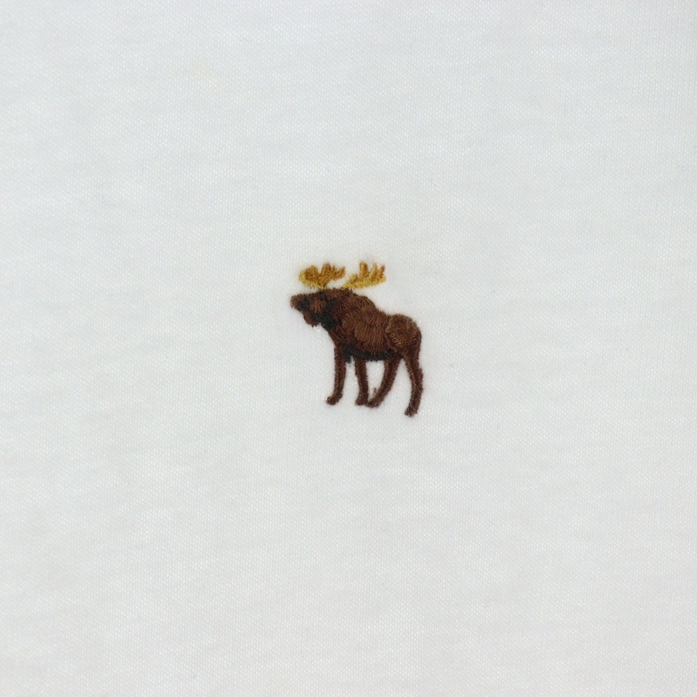 Abercrombie&Fitch(アバクロンビーアンドフィッチ) 刺繍ロゴ クルーネック半袖Tシャツ ホワイト