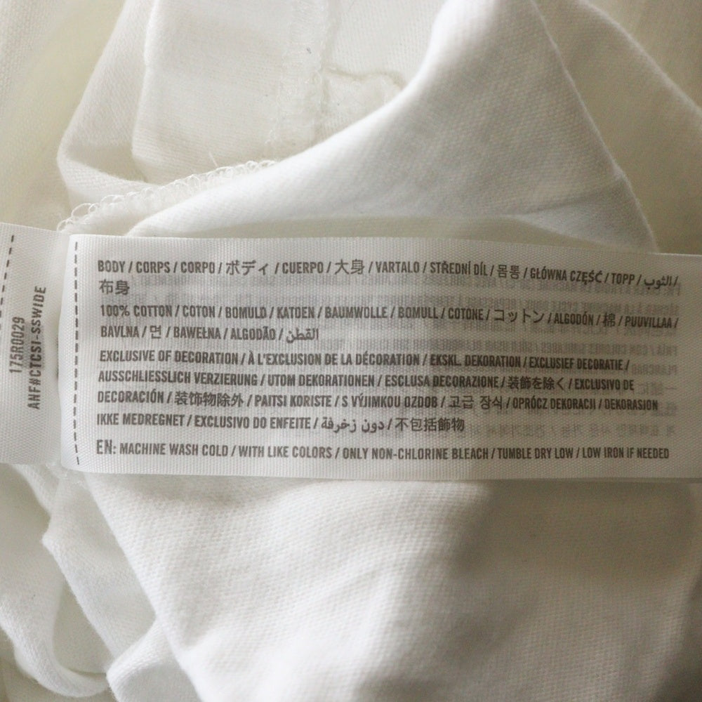 Abercrombie&Fitch(アバクロンビーアンドフィッチ) 刺繍ロゴ クルーネック半袖Tシャツ ホワイト