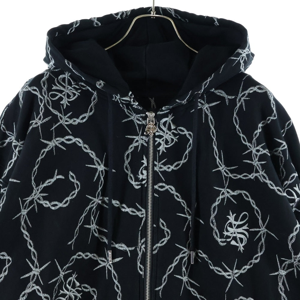 SUPPLIER(サプライヤ) CROSS CHAIN EMBROIDERY ZIP HOODIE クロスチェーン ジップアップフーディパーカー ブラック