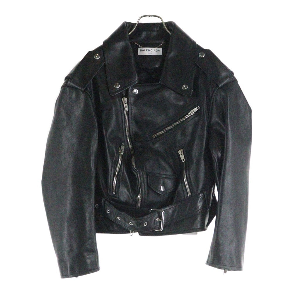 BALENCIAGA(バレンシアガ) 16AW SWING TOP LEATHER JACKET 446474 TSH09 スウィングトップダブルライダースジャケット ブラック