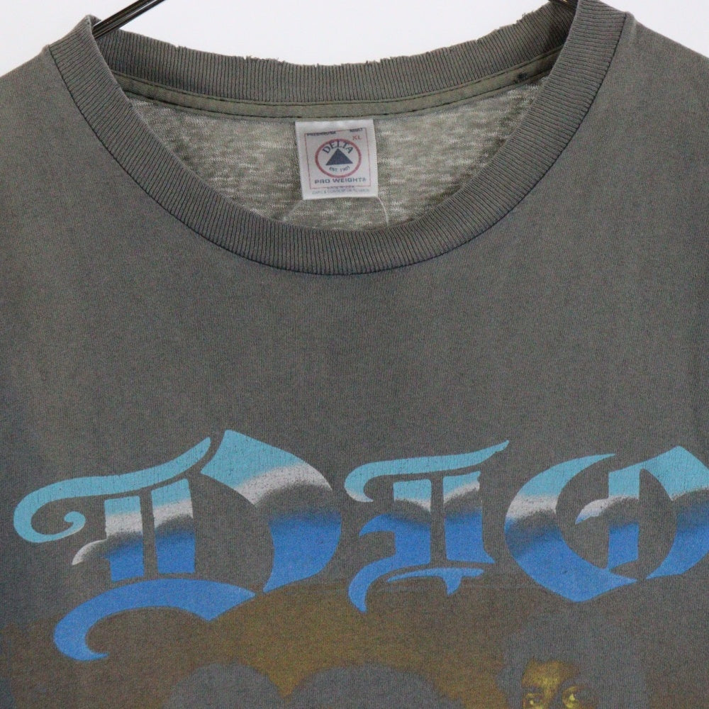 VINTAGE(ヴィンテージ) 90s DIO ディオ ハードロック 両面プリント クルーネック半袖Tシャツカットソー グレー