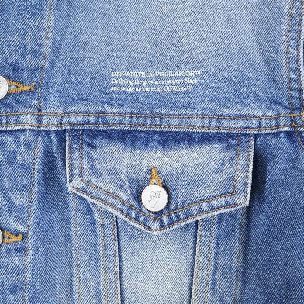 OFF-WHITE(オフホワイト) Denim Long Jacket バッグロゴ刺繍 デニムトラッカージャケット インディゴ OWYE012E20DEN002