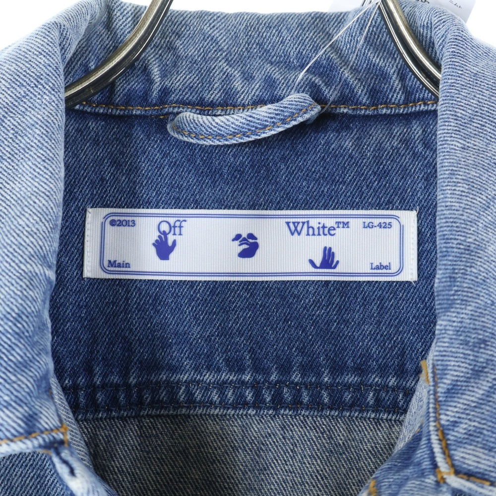 OFF-WHITE(オフホワイト) Denim Long Jacket バッグロゴ刺繍 デニムトラッカージャケット インディゴ OWYE012E20DEN002