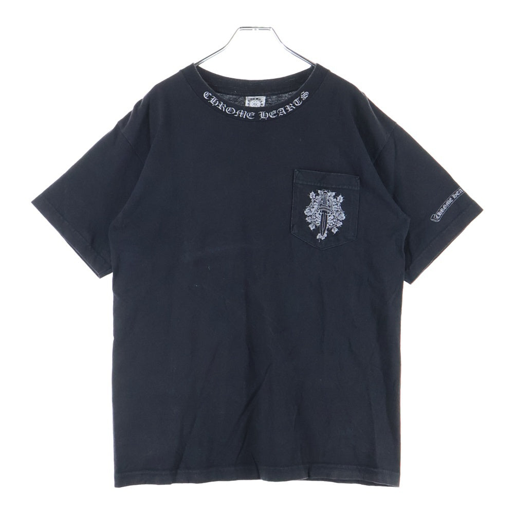 CHROME HEARTS(クロムハーツ) OLD Dagger Neck Logo Tee オールドモデル ダガープリント半袖Tシャツ ブラック