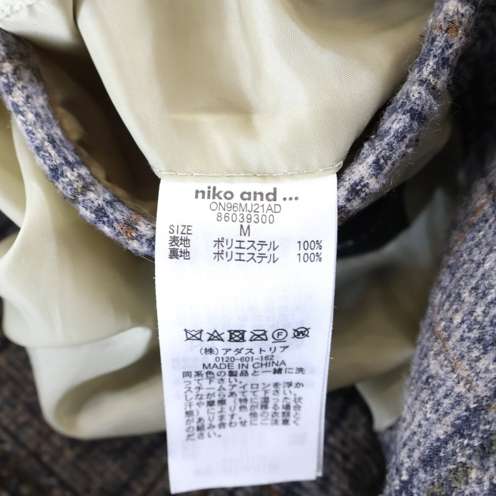 niko and(ニコアンド) チェック総柄 チェスターコート グレー ON96MJ21AD