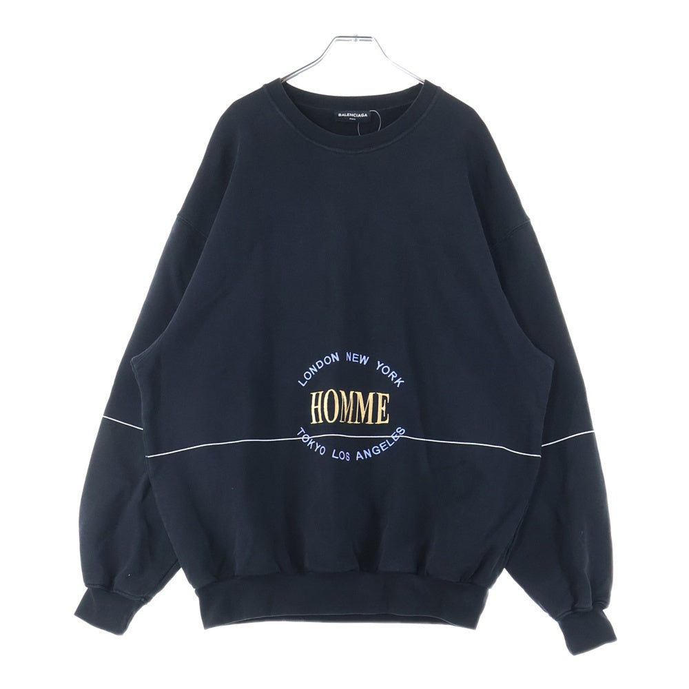BALENCIAGA(バレンシアガ) HOMME刺繍 オーバーサイズクルーネックスウェット ブラック